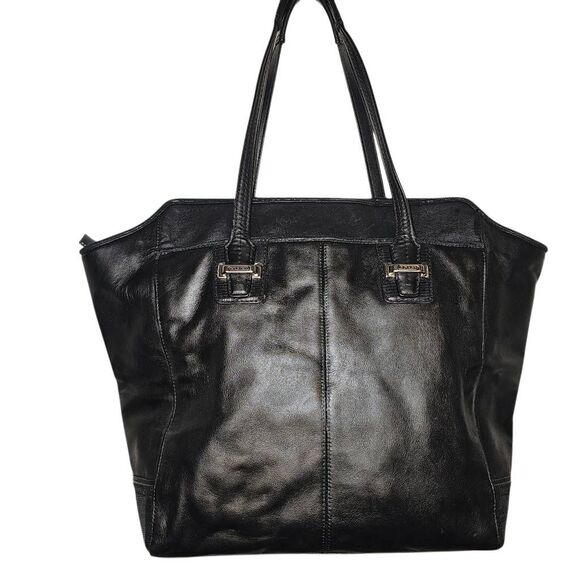 Coach F25941 Black Leather Tote Bag Designer Handbag Purse Carryall Business - Picture 1 of 15